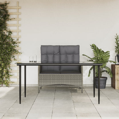 Set da Pranzo da Giardino 2 pz con Cuscini in Polyrattan Grigio | homemem39