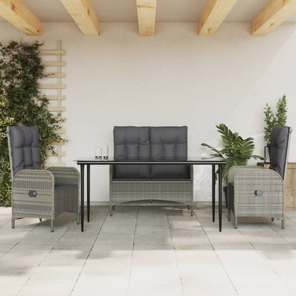 Set da Pranzo da Giardino 4 pz con Cuscini in Polyrattan Grigio | homemem39