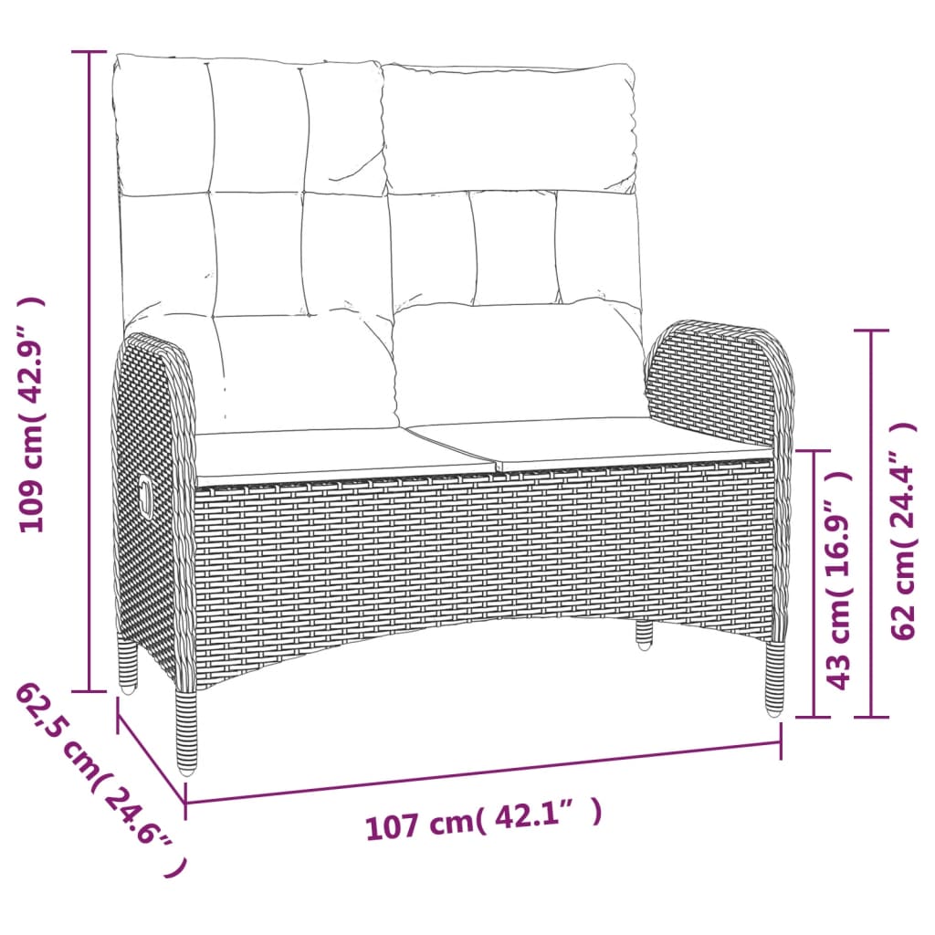 Set da Pranzo da Giardino 4 pz con Cuscini in Polyrattan Grigio - homemem39