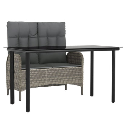 Set da Pranzo da Giardino 2 pz con Cuscini in Polyrattan Grigio | homemem39