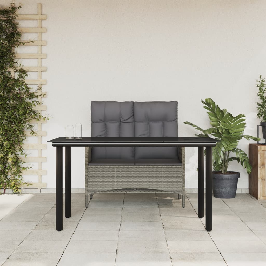 Set da Pranzo da Giardino 2 pz con Cuscini in Polyrattan Grigio | homemem39