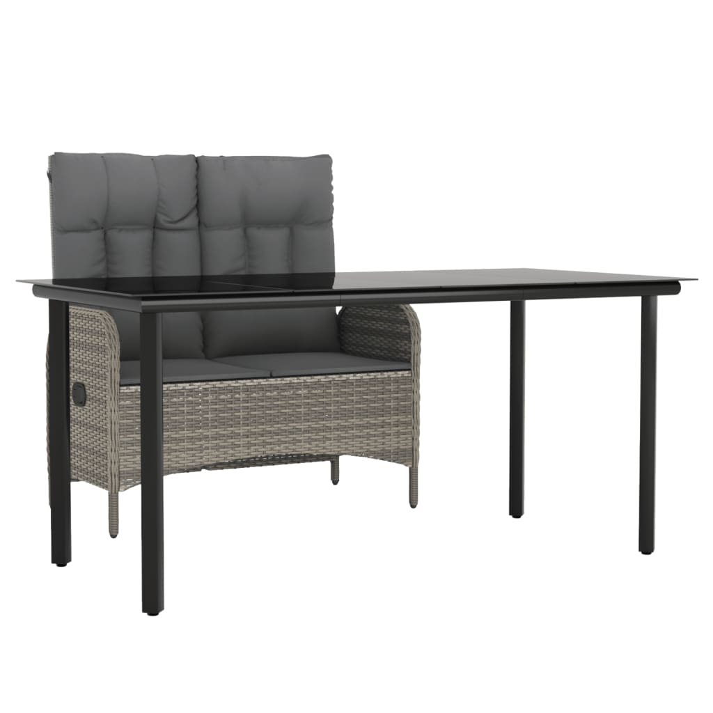 Set da Pranzo da Giardino 2 pz con Cuscini in Polyrattan Grigio | homemem39