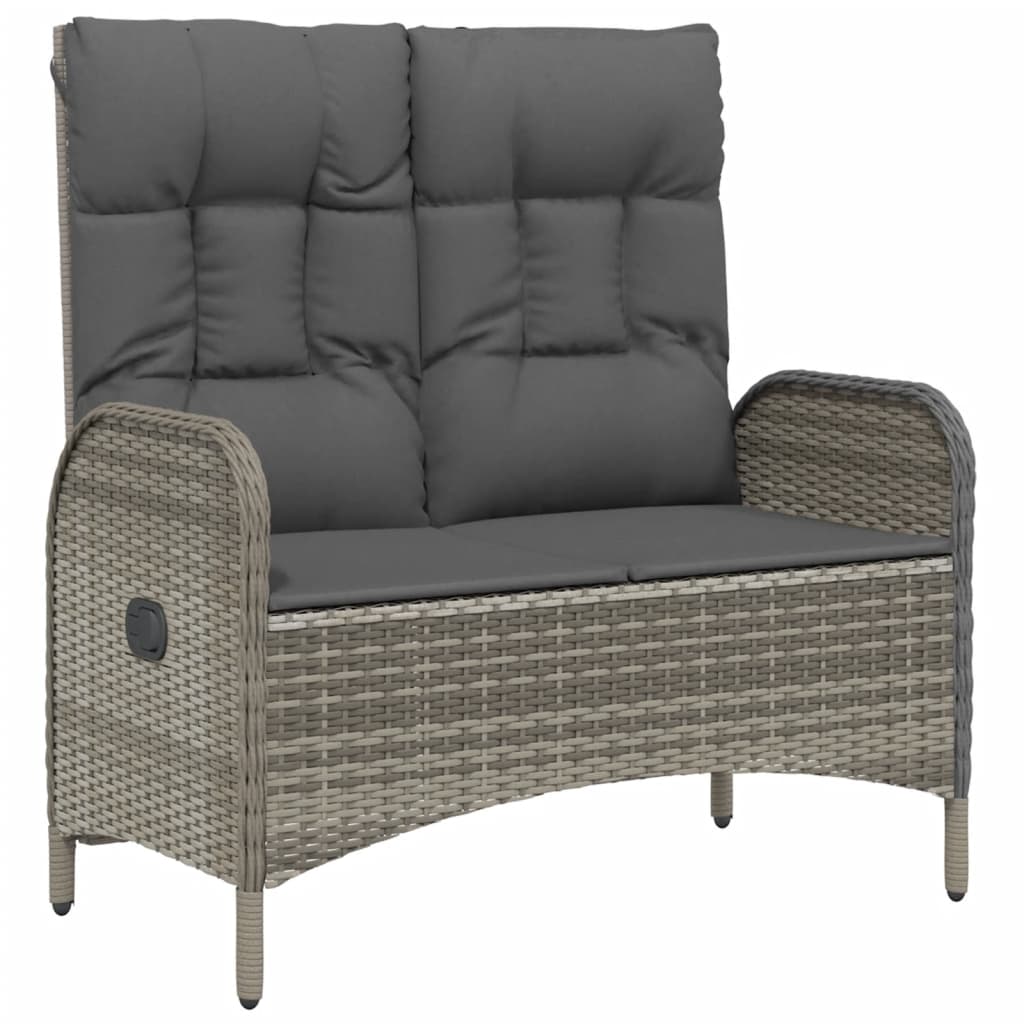 Set da Pranzo da Giardino 2 pz con Cuscini in Polyrattan Grigio | homemem39