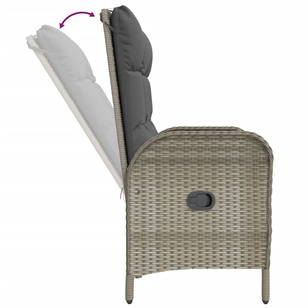 Set da Pranzo da Giardino 2 pz con Cuscini in Polyrattan Grigio - homemem39