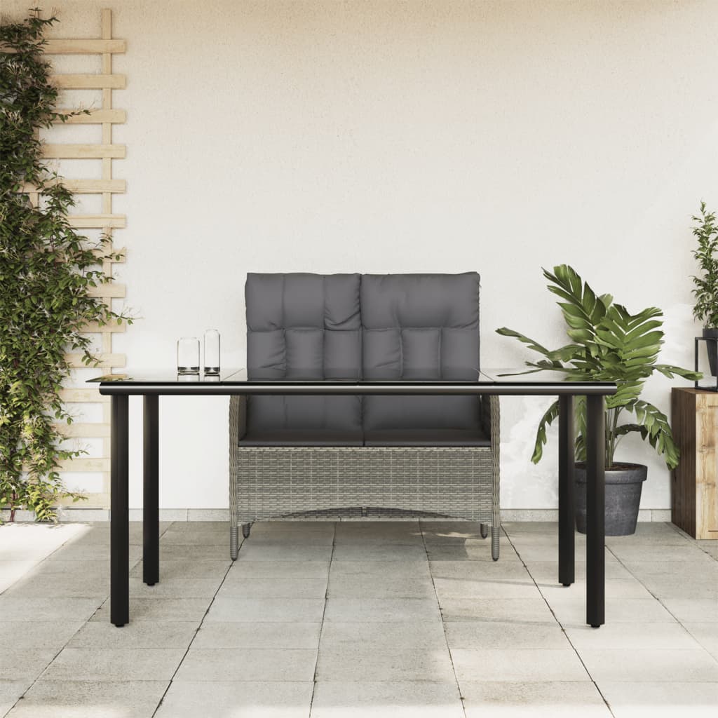 Set da Pranzo da Giardino 2 pz con Cuscini in Polyrattan Grigio - homemem39
