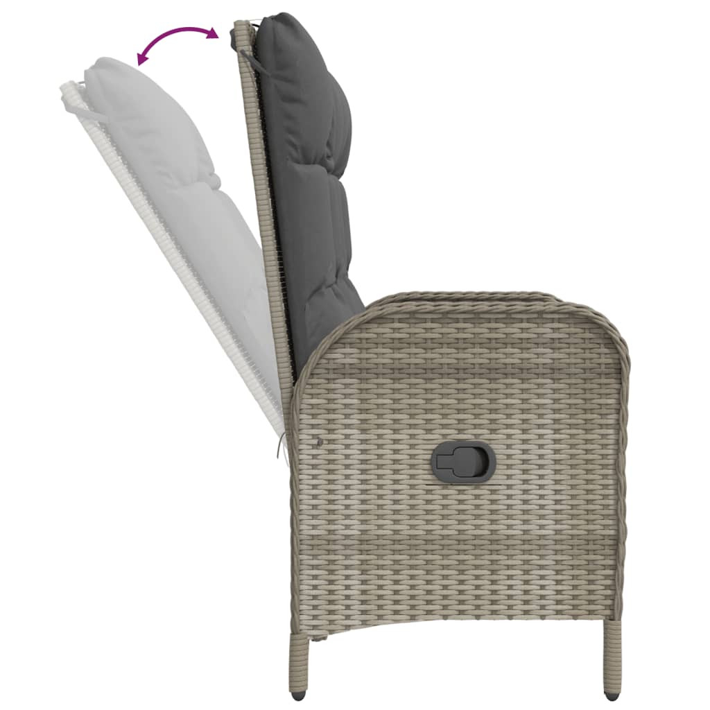 Set da Pranzo da Giardino 4 pz con Cuscini in Polyrattan Grigio - homemem39