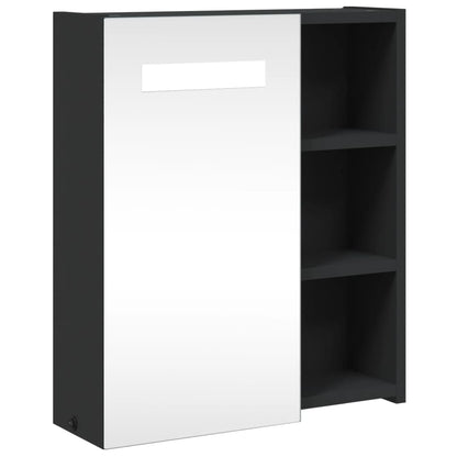 Armadietto Bagno con Specchio e LED Nero 45x13x52 cm | homemem39