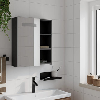 Armadietto Bagno con Specchio e LED Nero 45x13x52 cm | homemem39
