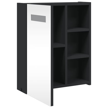 Armadietto Bagno con Specchio e LED Nero 45x13x52 cm | homemem39