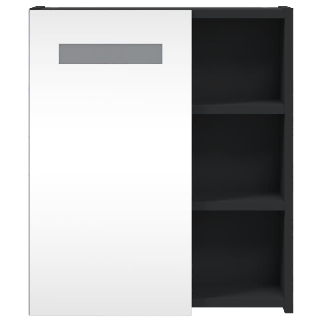 Armadietto Bagno con Specchio e LED Nero 45x13x52 cm | homemem39