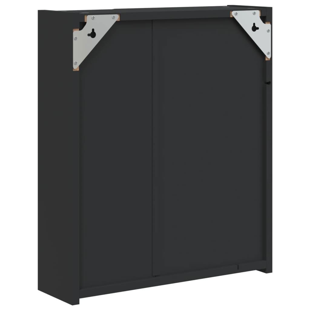 Armadietto Bagno con Specchio e LED Nero 45x13x52 cm | homemem39