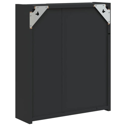 Armadietto Bagno con Specchio e LED Nero 45x13x52 cm | homemem39