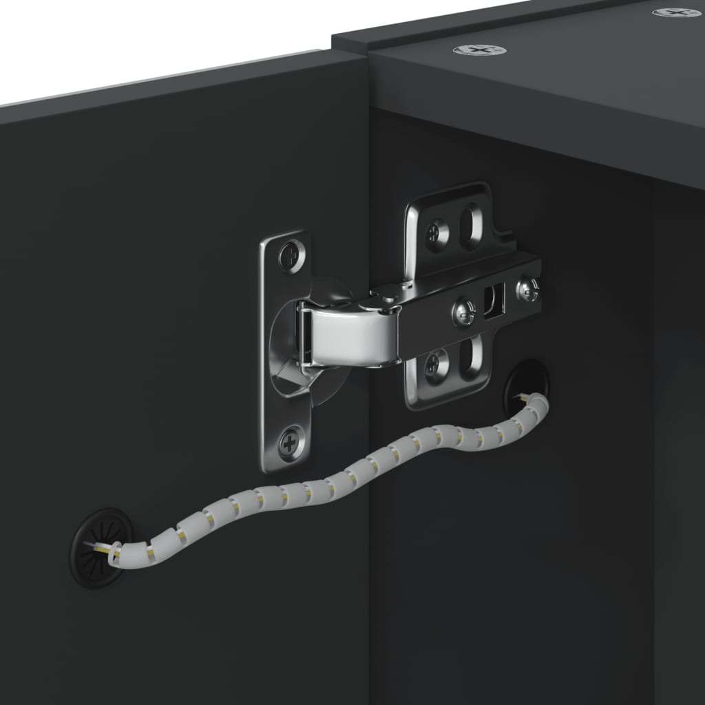 Armadietto Bagno con Specchio e LED Nero 45x13x52 cm | homemem39
