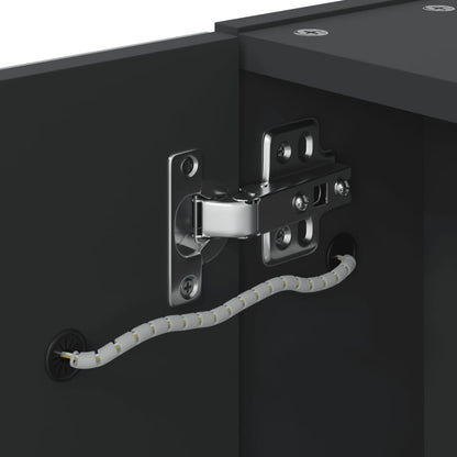 Armadietto Bagno con Specchio e LED Nero 45x13x52 cm | homemem39