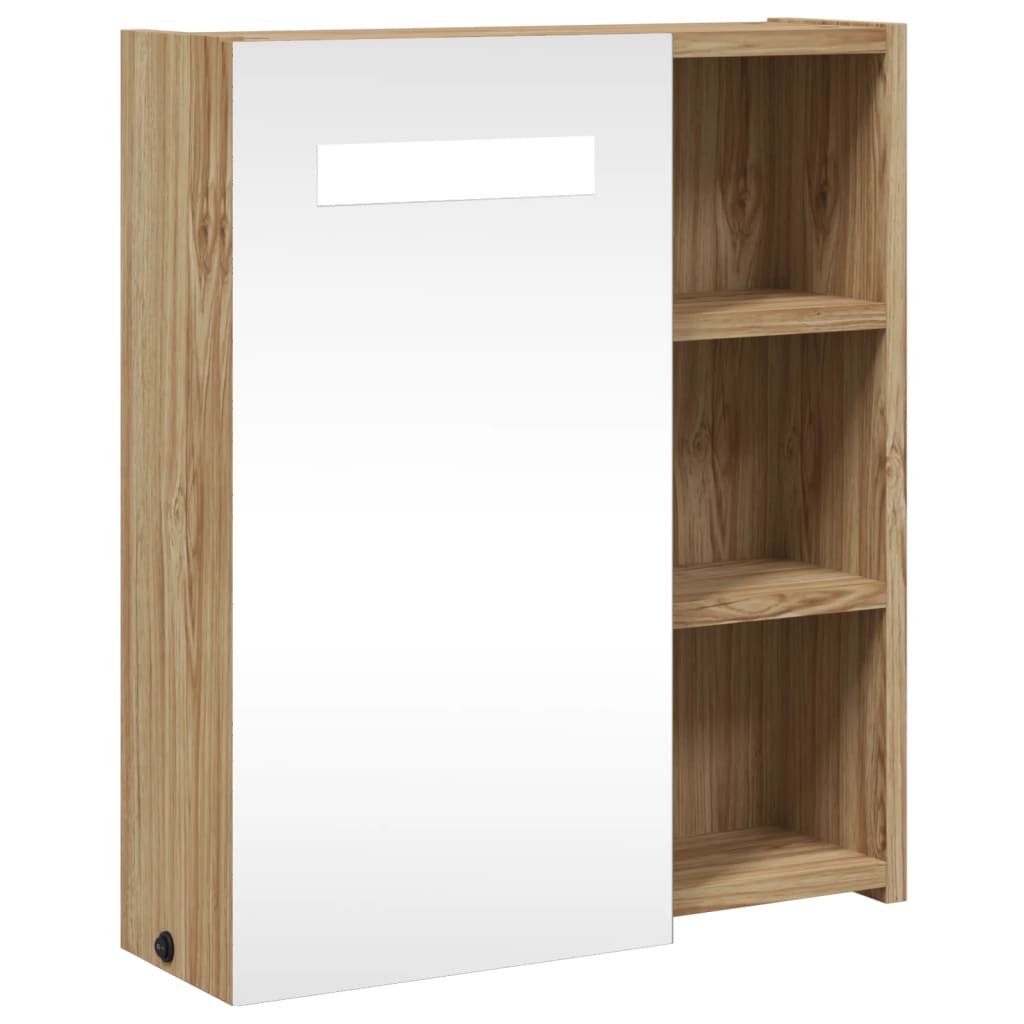 Armadietto Bagno con Specchio e LED Rovere 45x13x52 cm | homemem39