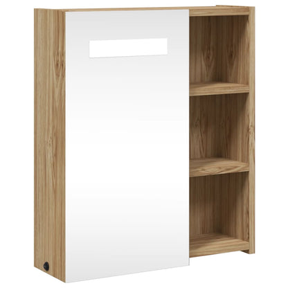 Armadietto Bagno con Specchio e LED Rovere 45x13x52 cm | homemem39
