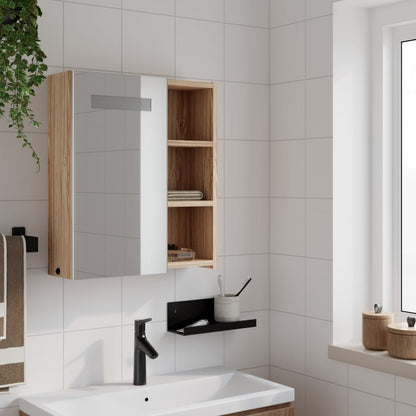 Armadietto Bagno con Specchio e LED Rovere 45x13x52 cm | homemem39