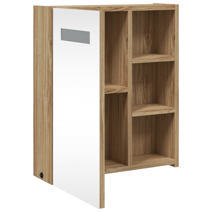 Armadietto Bagno con Specchio e LED Rovere 45x13x52 cm | homemem39