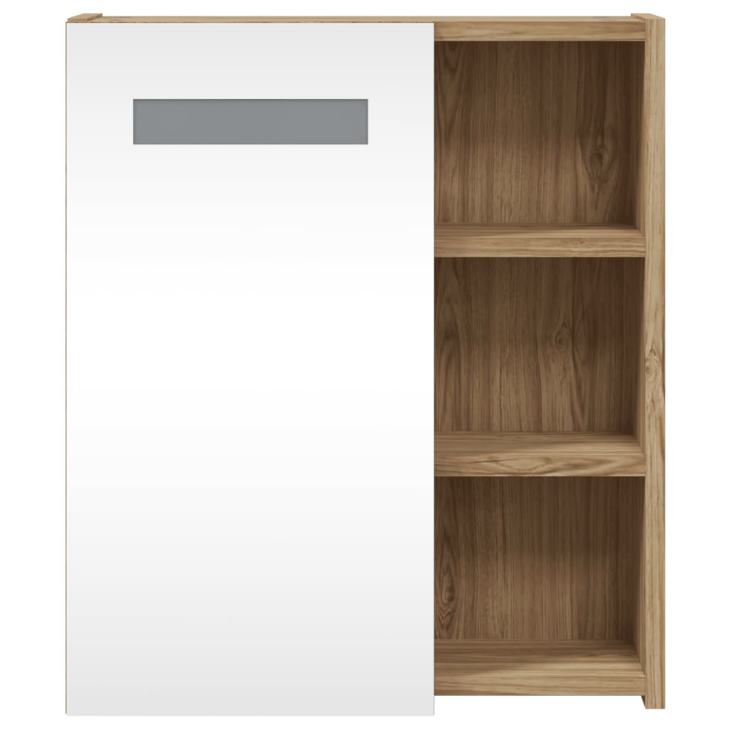 Armadietto Bagno con Specchio e LED Rovere 45x13x52 cm | homemem39