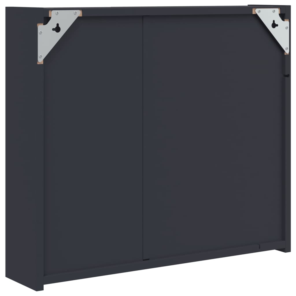 Armadietto Bagno con Specchio e LED Grigio 60x13x52 cm - homemem39