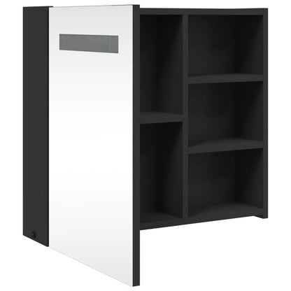 Armadietto Bagno con Specchio e LED Nero 60x13x52 cm | homemem39
