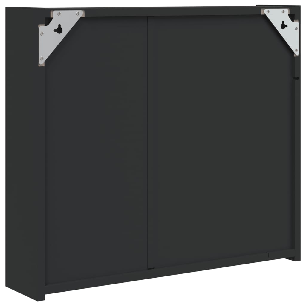 Armadietto Bagno con Specchio e LED Nero 60x13x52 cm | homemem39