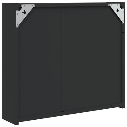 Armadietto Bagno con Specchio e LED Nero 60x13x52 cm | homemem39
