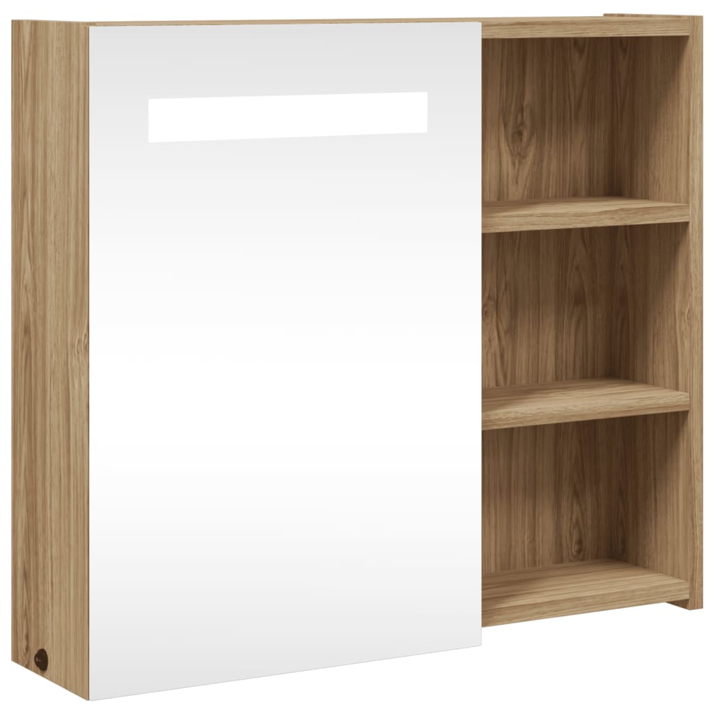 Armadietto Bagno con Specchio e LED Rovere 60x13x52 cm | homemem39