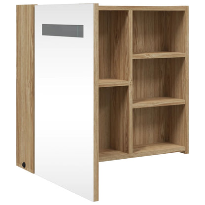 Armadietto Bagno con Specchio e LED Rovere 60x13x52 cm | homemem39