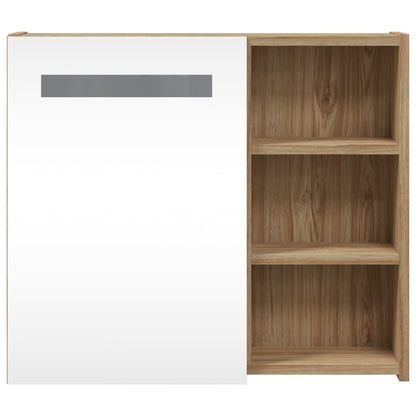 Armadietto Bagno con Specchio e LED Rovere 60x13x52 cm | homemem39