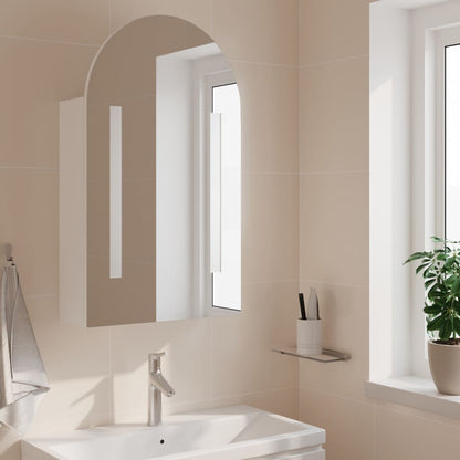 Armadietto Bagno con Specchio e LED ad Arco Bianco 42x13x70 cm | homemem39