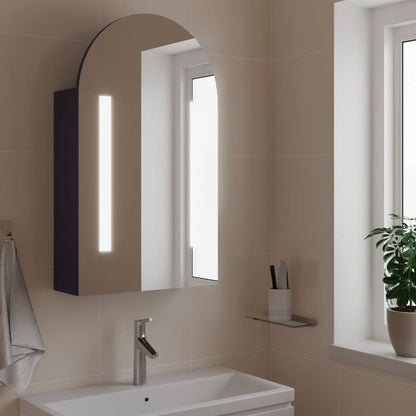 Armadietto Bagno con Specchio e LED ad Arco Grigio 42x13x70 cm | homemem39