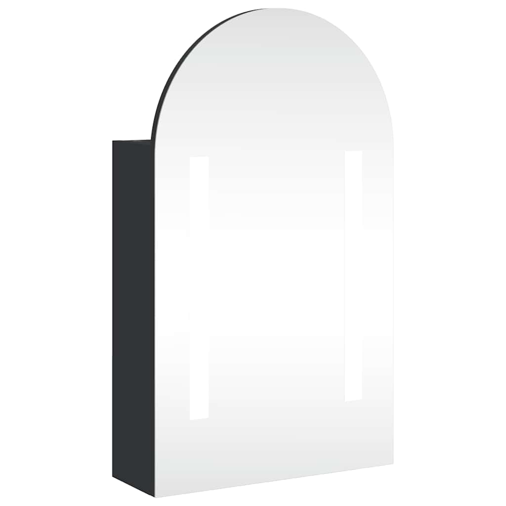 Armadietto Bagno con Specchio e LED ad Arco Nero 42x13x70 cm | homemem39
