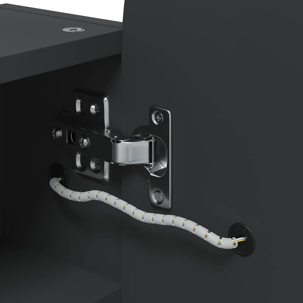Armadietto Bagno con Specchio e LED ad Arco Nero 42x13x70 cm | homemem39