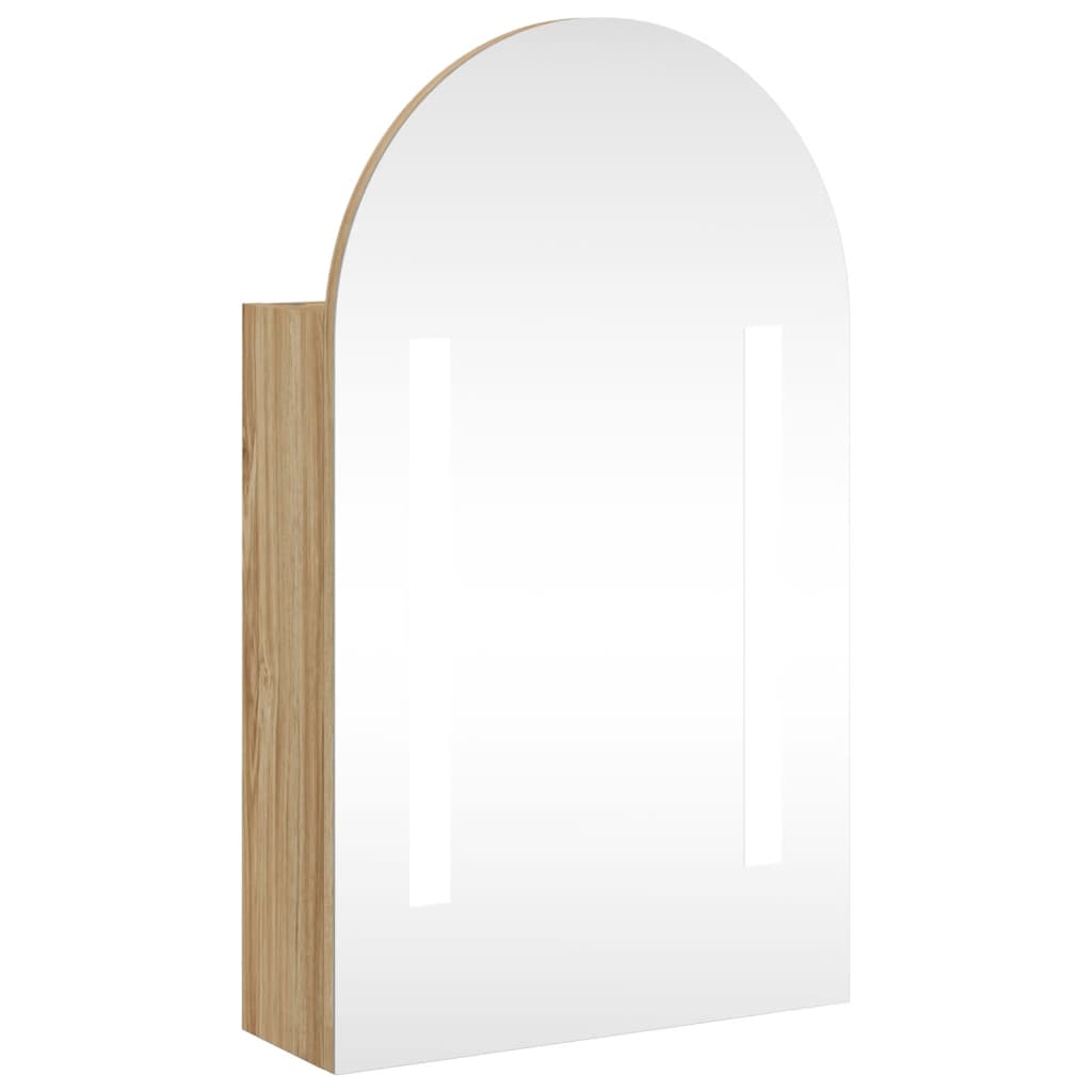 Armadietto Bagno con Specchio e LED ad Arco Rovere 42x13x70 cm | homemem39