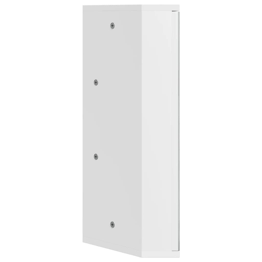 Armadietto Angolare con Specchio da Bagno Bianco 30x24x60 cm | homemem39