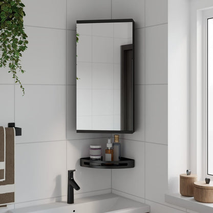Armadietto Angolare con Specchio da Bagno Nero 30x24x60 cm | homemem39