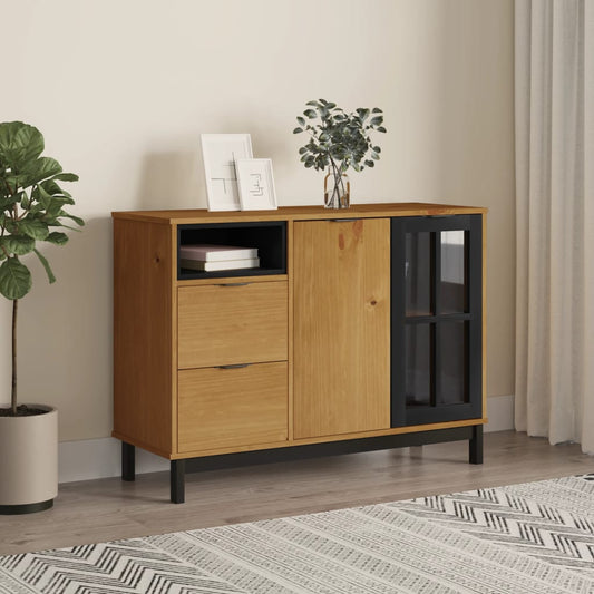 Credenza FLAM 110x40x80 cm Anta in Vetro Massello di Pino | homemem39