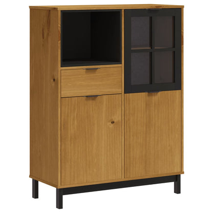 Credenza con Anta in Vetro FLAM 92x40x122,5 cm in Legno di Pino - homemem39