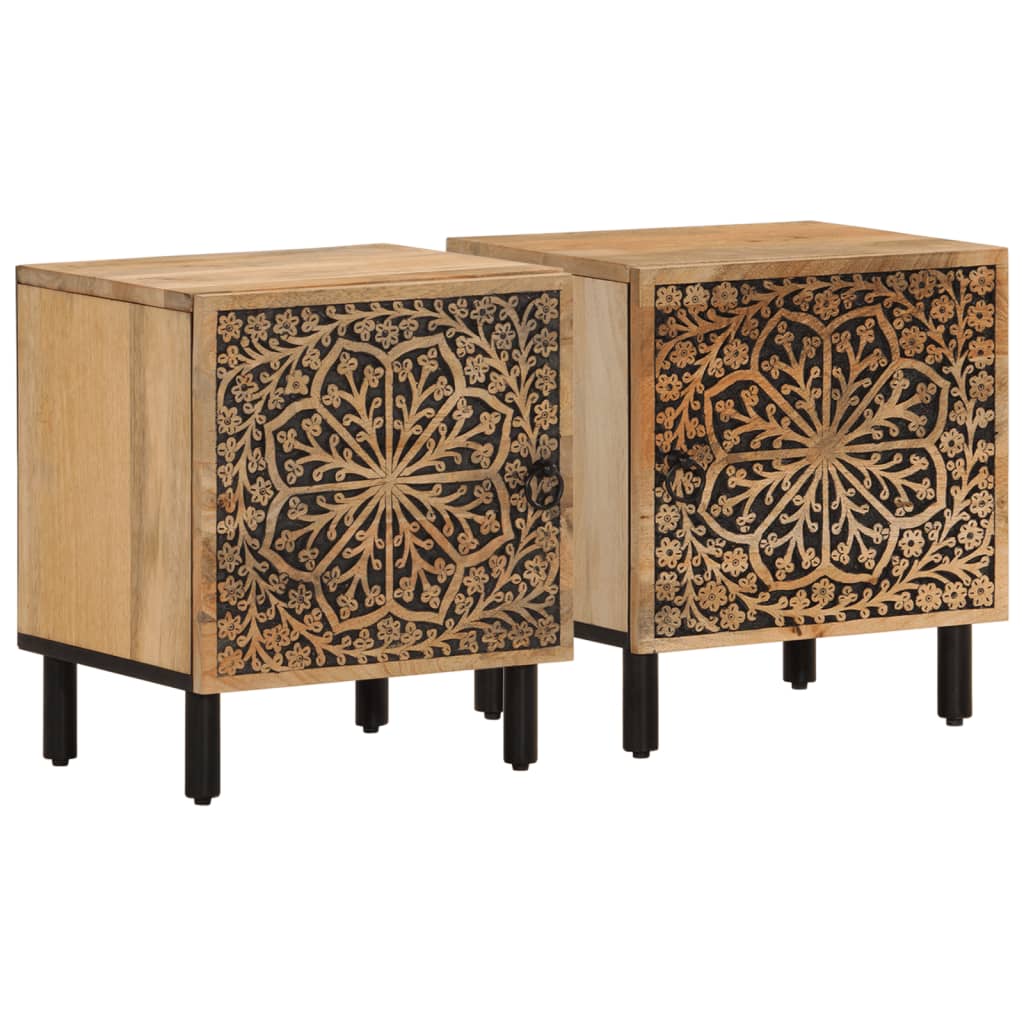 Comodini 2pz 40x33x46 cm in Legno Massello di Mango | homemem39
