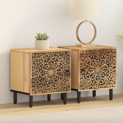 Comodini 2pz 40x33x46 cm in Legno Massello di Mango | homemem39