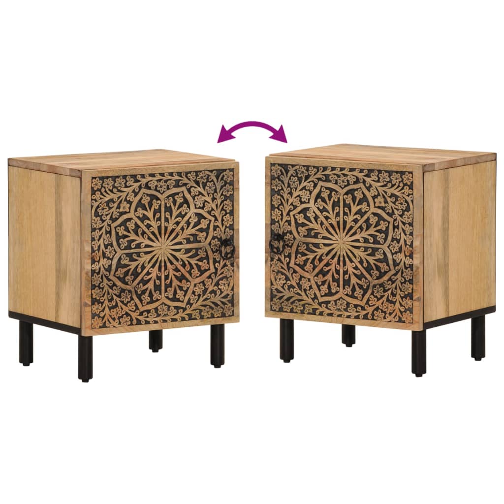 Comodini 2pz 40x33x46 cm in Legno Massello di Mango | homemem39