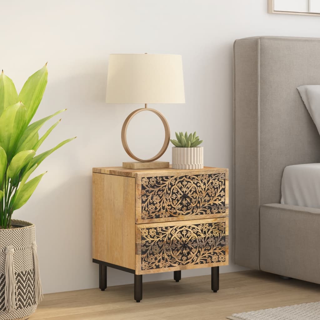 Comodino 40x33x46 cm in Legno Massello di Mango | homemem39