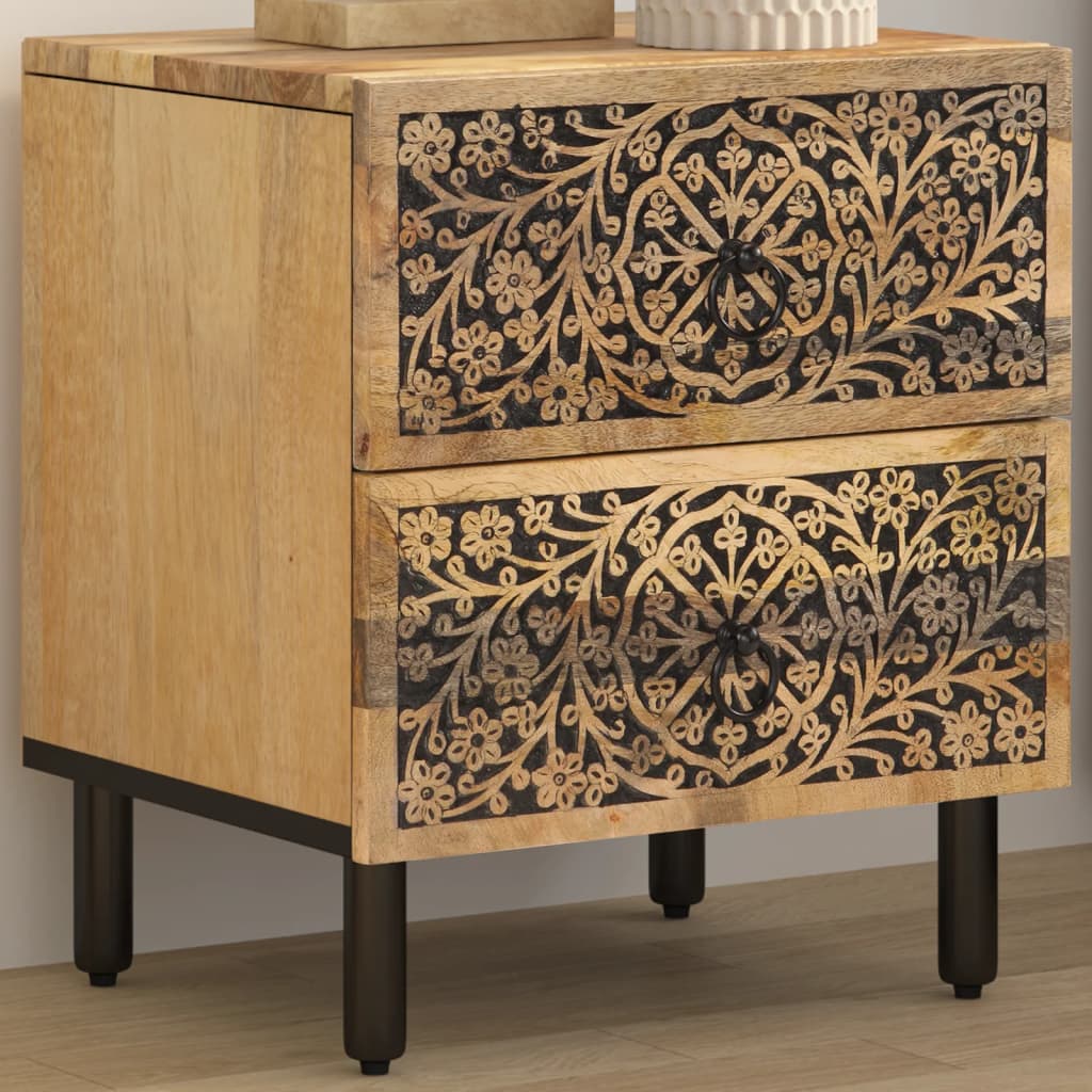 Comodino 40x33x46 cm in Legno Massello di Mango | homemem39