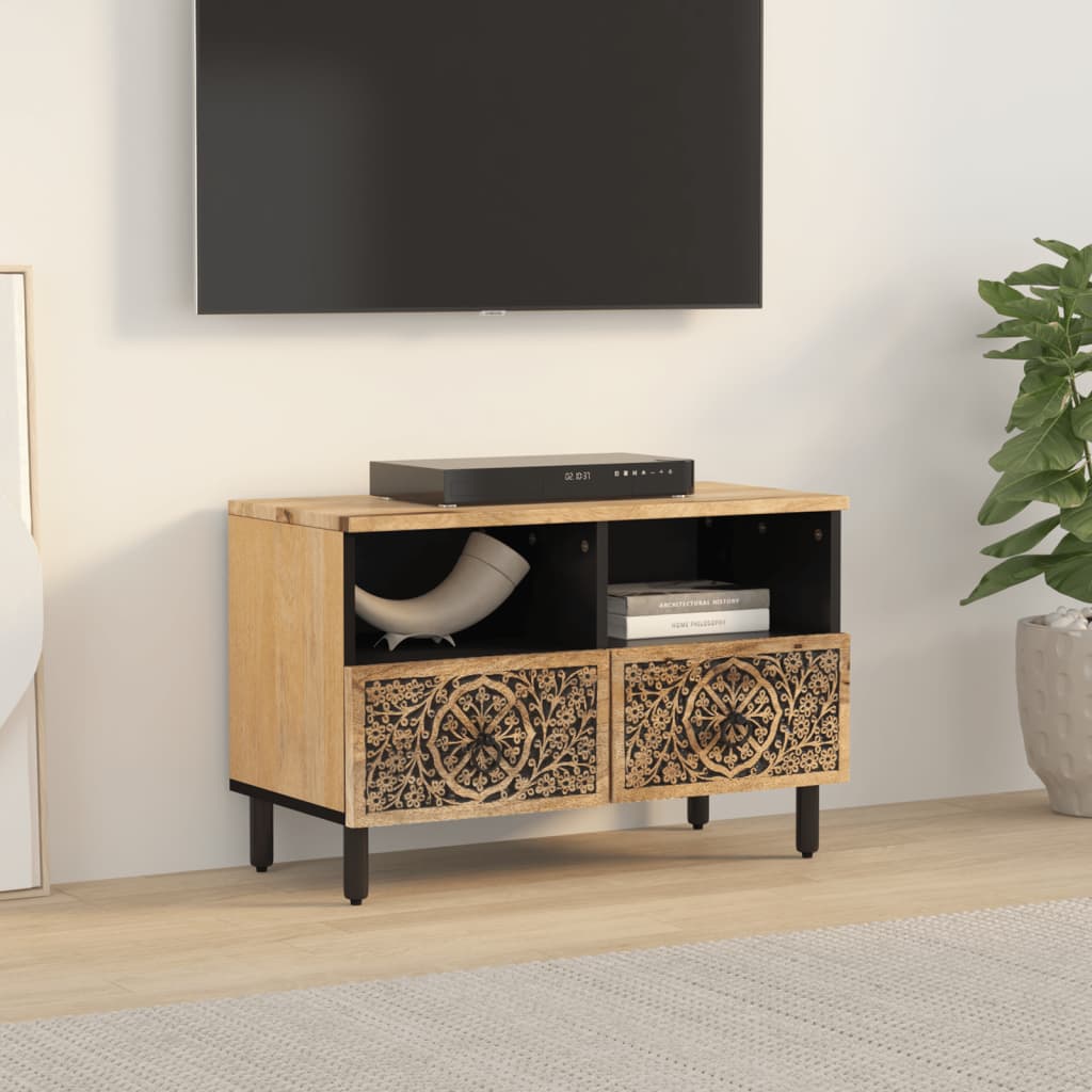 Mobile Porta TV 70x33x46 cm in Legno Massello di Mango - homemem39