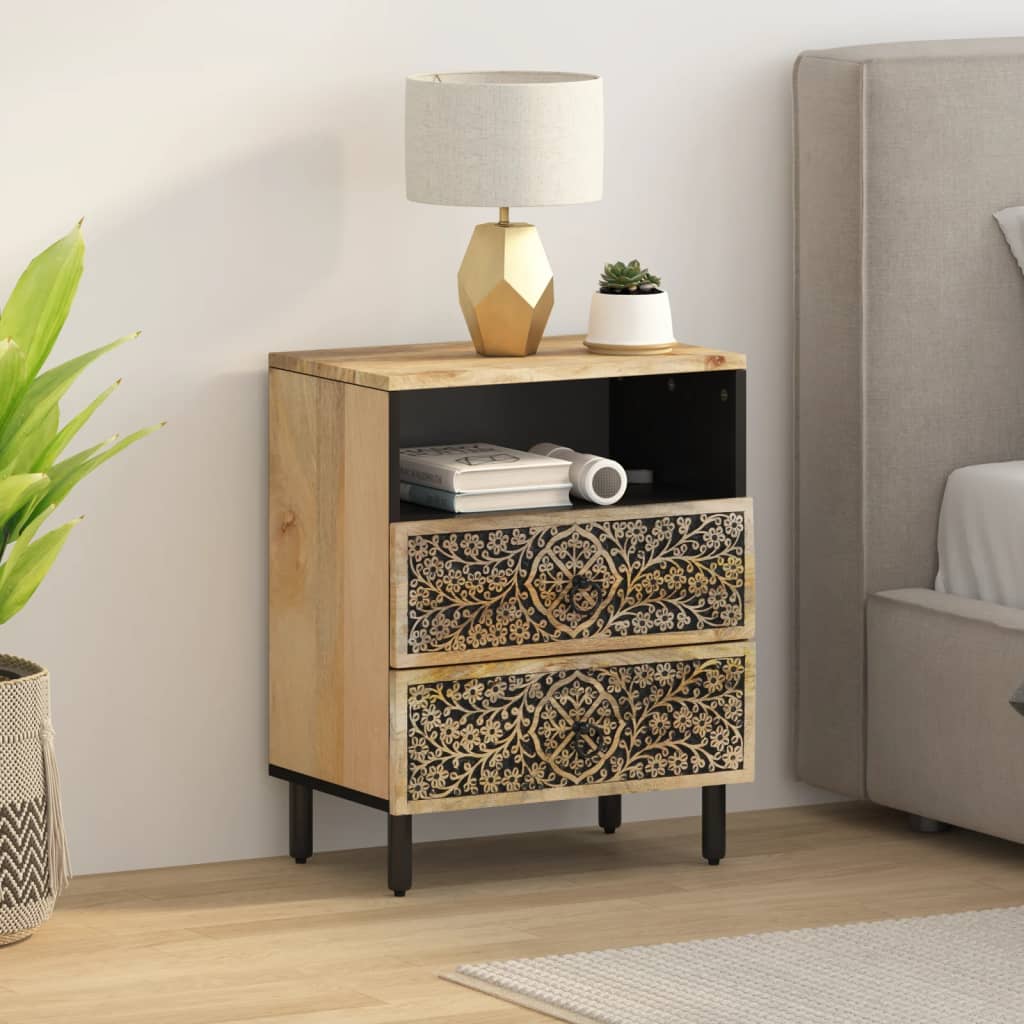 Comodino 50x33x60 cm in Legno Massello di Mango | homemem39