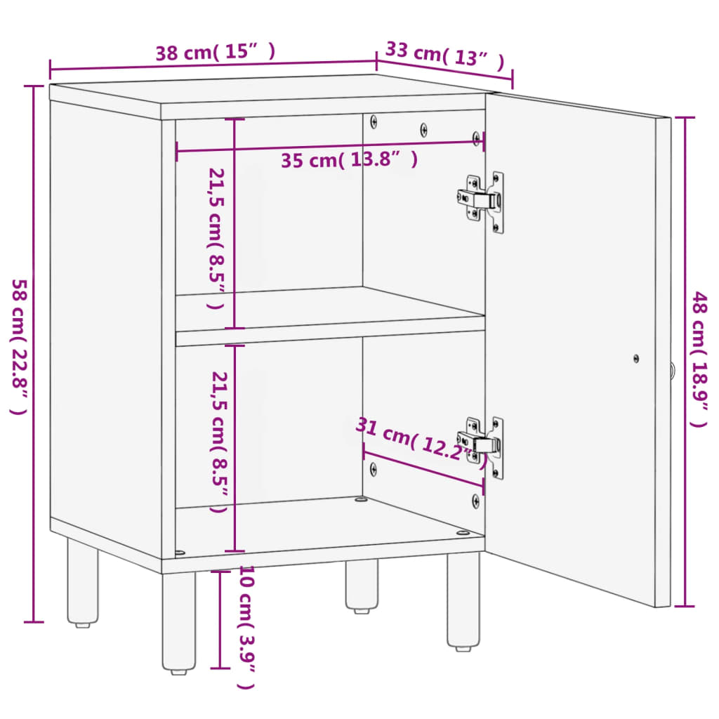 Mobile da Bagno 38x33x58 cm in Legno Massello di Mango | homemem39