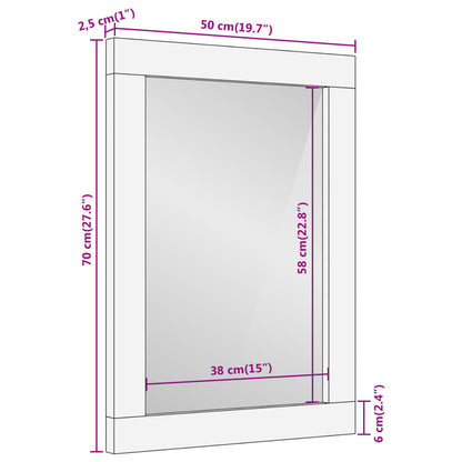 Specchio da Bagno 50x70x2,5 cm Legno Massello di Mango e Vetro | homemem39