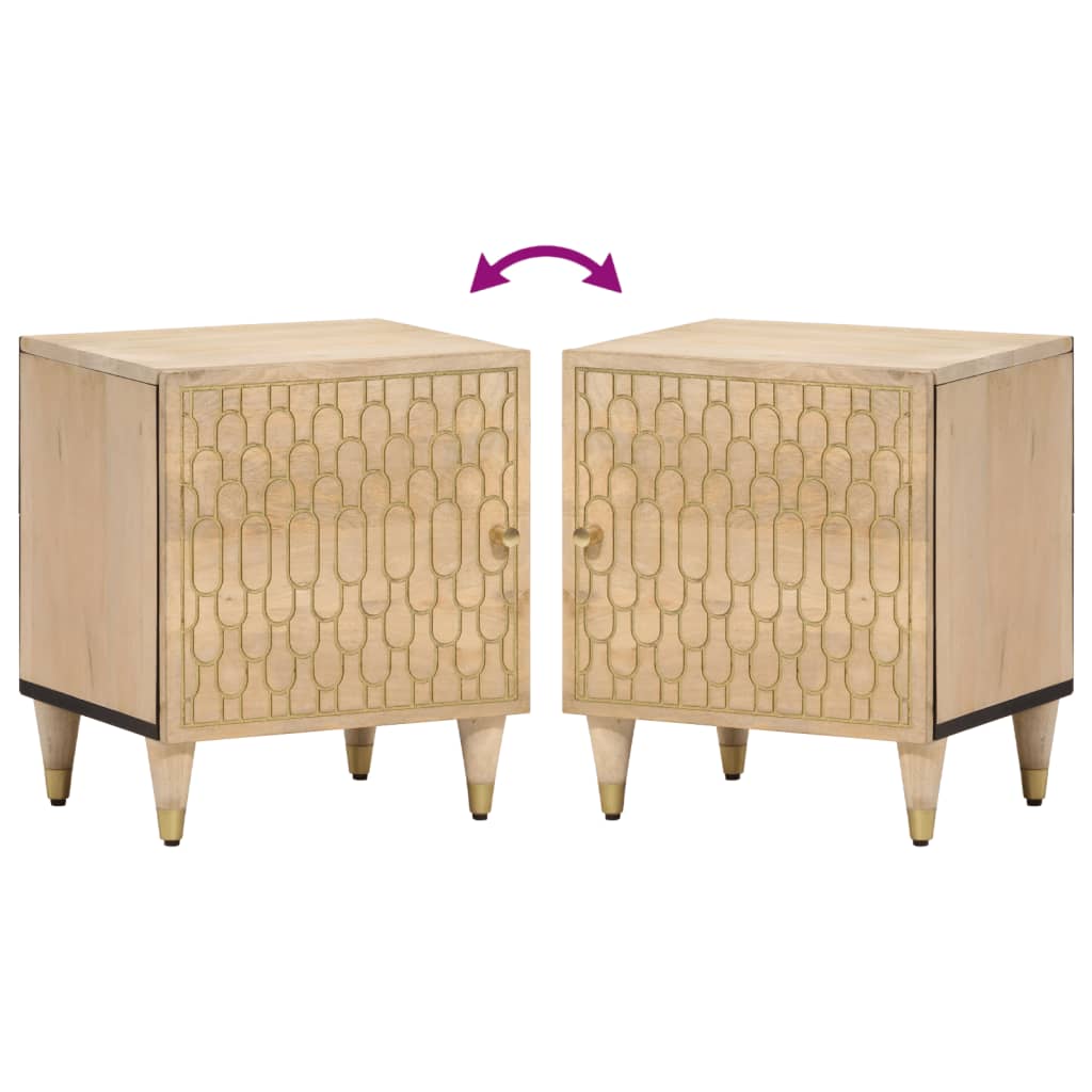 Comodino 40x33x46 cm in Legno Massello di Mango - homemem39