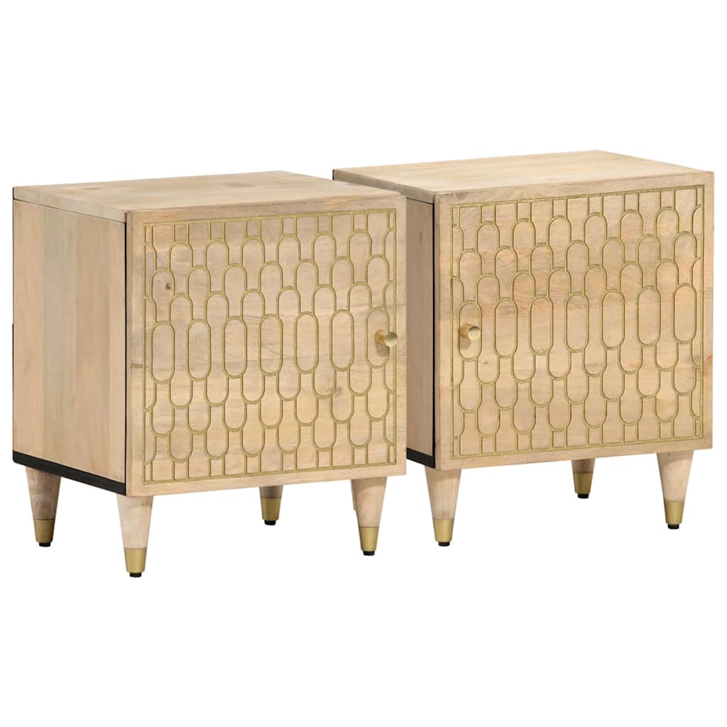 Comodini 2pz 40x33x46 cm in Legno Massello di Mango | homemem39
